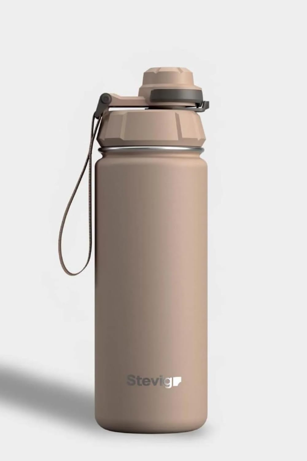 1 Hand Slide Lock Leak-proof | 17 oz | Insulated Vacuum Flask Stainless Steel Sport Water Bottle - Light Brown ST-224