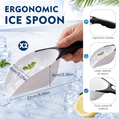 Image of 2 Set Clear Ice Storage Bin Bucket for Freezer Scoop Set Large Bin Holder
