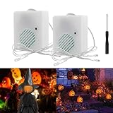 2 Pack Halloween Sound Effects Box with LED, Battery Powered Horror Screaming Tricky Scary Sound Player, Voice-Activated Witch &amp; Ghost Sound Effects for Pumpkin Inflatables Eyeballs Ghost