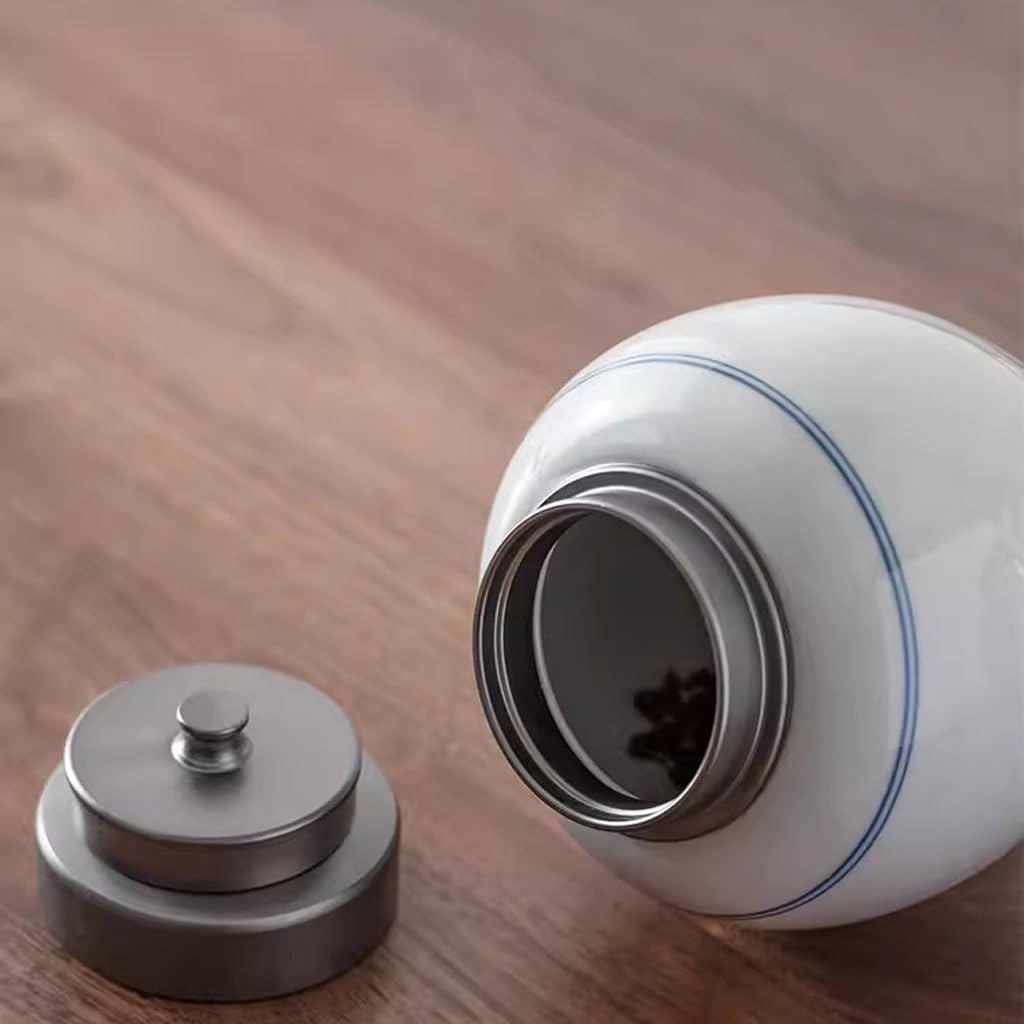XYNSNDB Pojemnik na herbatę Modne okrągłe jadeitowe ceramiczne puszki na herbatę Przechowywanie w gospodarstwie domowym zamknięte słoiki Magazyn zielonej herbaty Herbata Puszka (A)