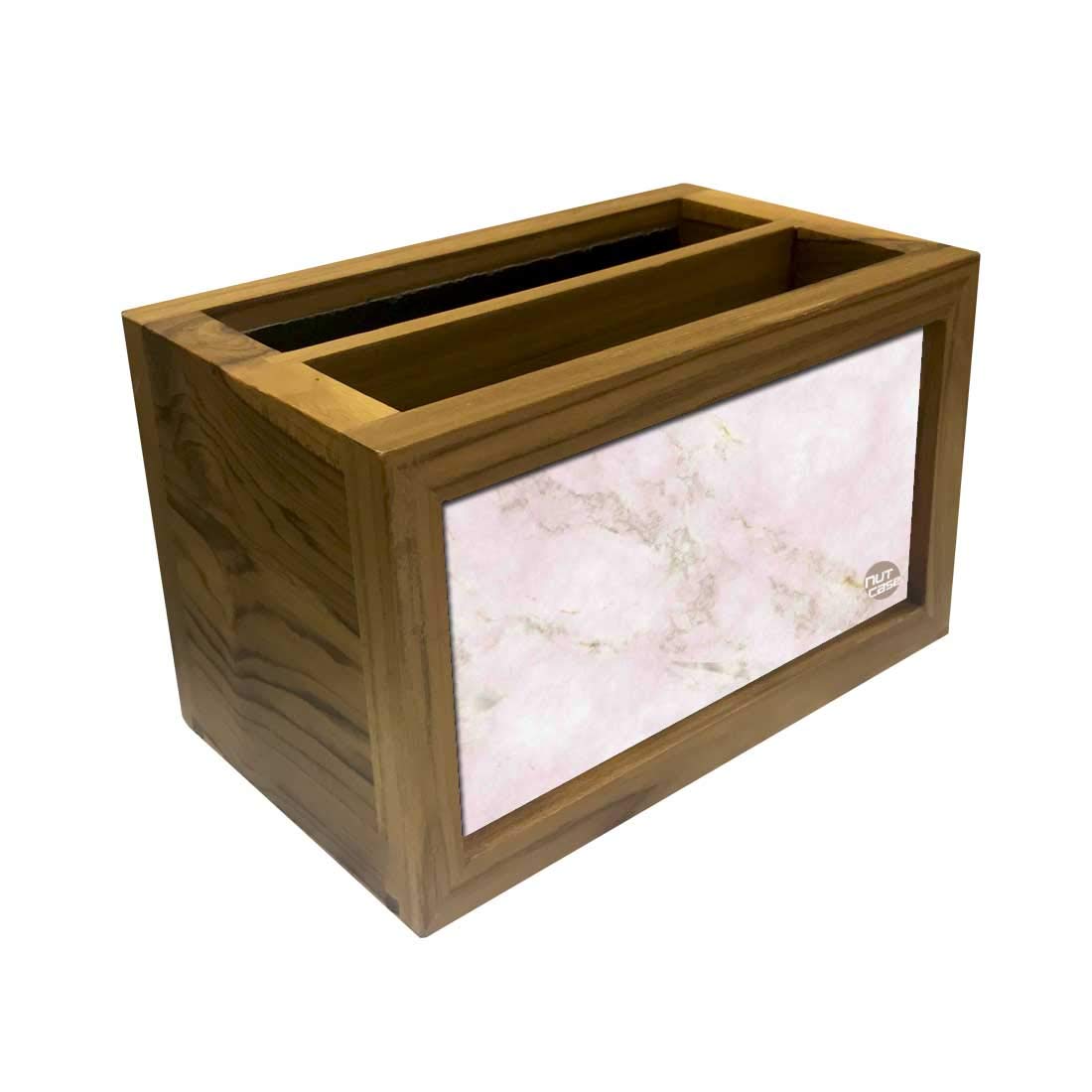 Nutcase Designer Teak Wood TV Remote Stand For Home Remote Holders Organizer Caddy for TV/AC Remotes Control -Multipurpose Desk Organiser-6�x4�x4� - PINK MARBLE 1