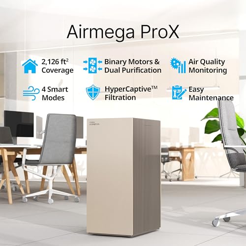 Image of COWAY Air Purifiers for Large Room Whole Home Up to 4,253ft, 2 Sets of XL Washable Pre-Filters and HEPA Filters for Dual Purification, AQI, Turbo Mode, Timer, Wheels, 5yr Warranty, ProX(B)