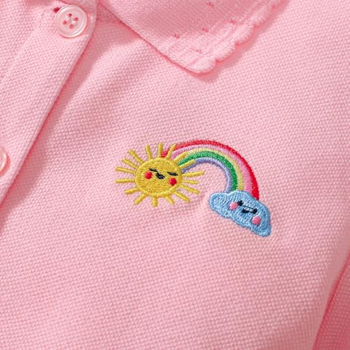 Image of HILEELANG Girls Polo Dress Cotton Short Sleeve Summer Casual School Uniform Dress for Toddler Little Girls 2-8 Years