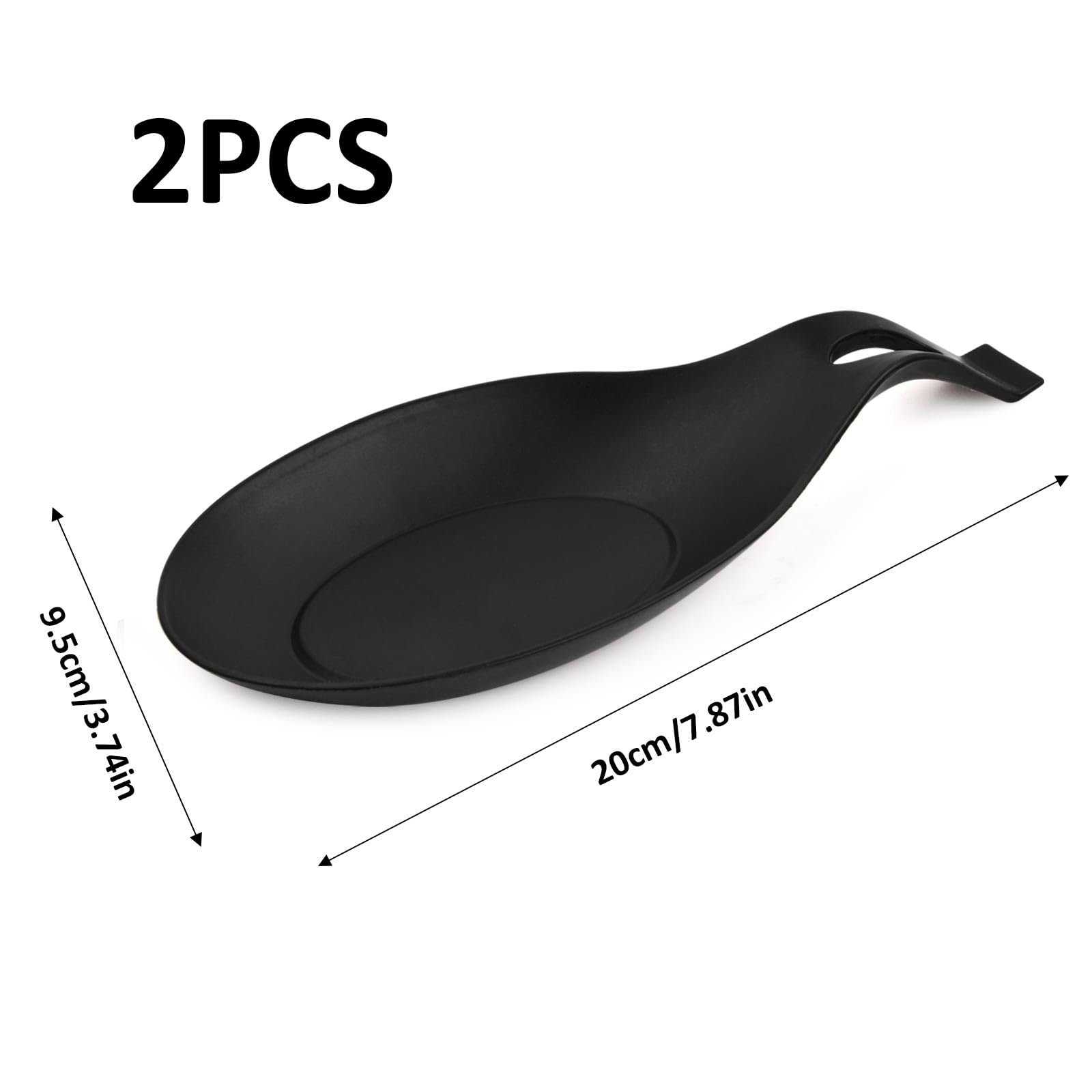 2 Appoggia Cucchiaio In Silicone - Nero E Grigio, A Forma Di Mandorla, Per Cucina Con Gancio