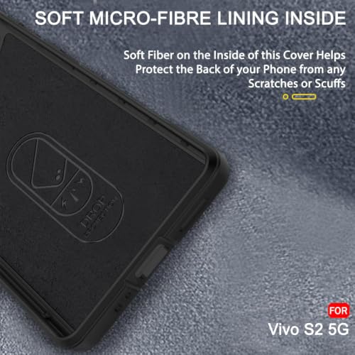 Image of TheGiftKart Liquid Silicon Back Cover Case for Vivo S2 5G | ShockProof Military Grade Protection | Micro-Fibre Cloth On Inner Side | Built-In Anti-Slip Grip Back Cover Case for Vivo S2 5G (TPU, Black)