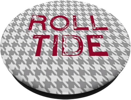 Miniatura 2 de PopSockets PopGrip intercambiables con inicialmonograma de pata de gallo desgastada Carmesí "ROLL TIDE"