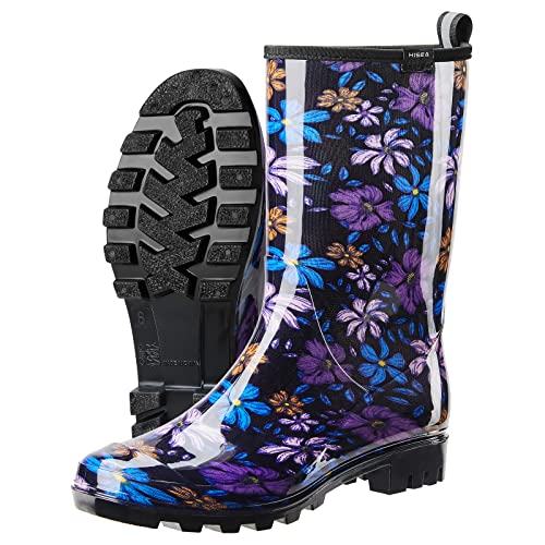 Image of HISEA Women's Rain Boots Waterproof Mid Calf Garden Farm Rubber Boots