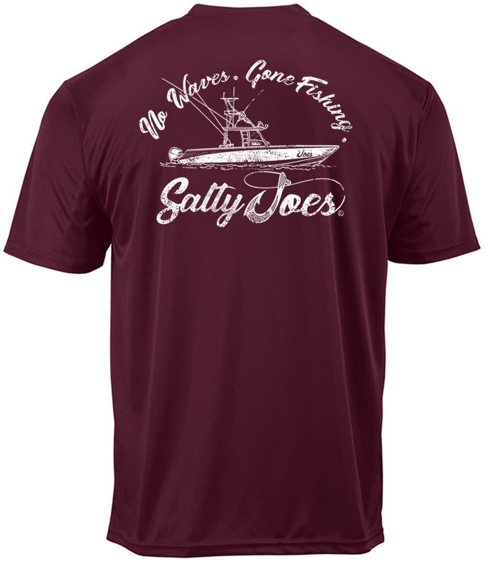 SALTY JOES Fishing Boat Moisture Wicking Graphic T-Shirt-3XL-Maroon
