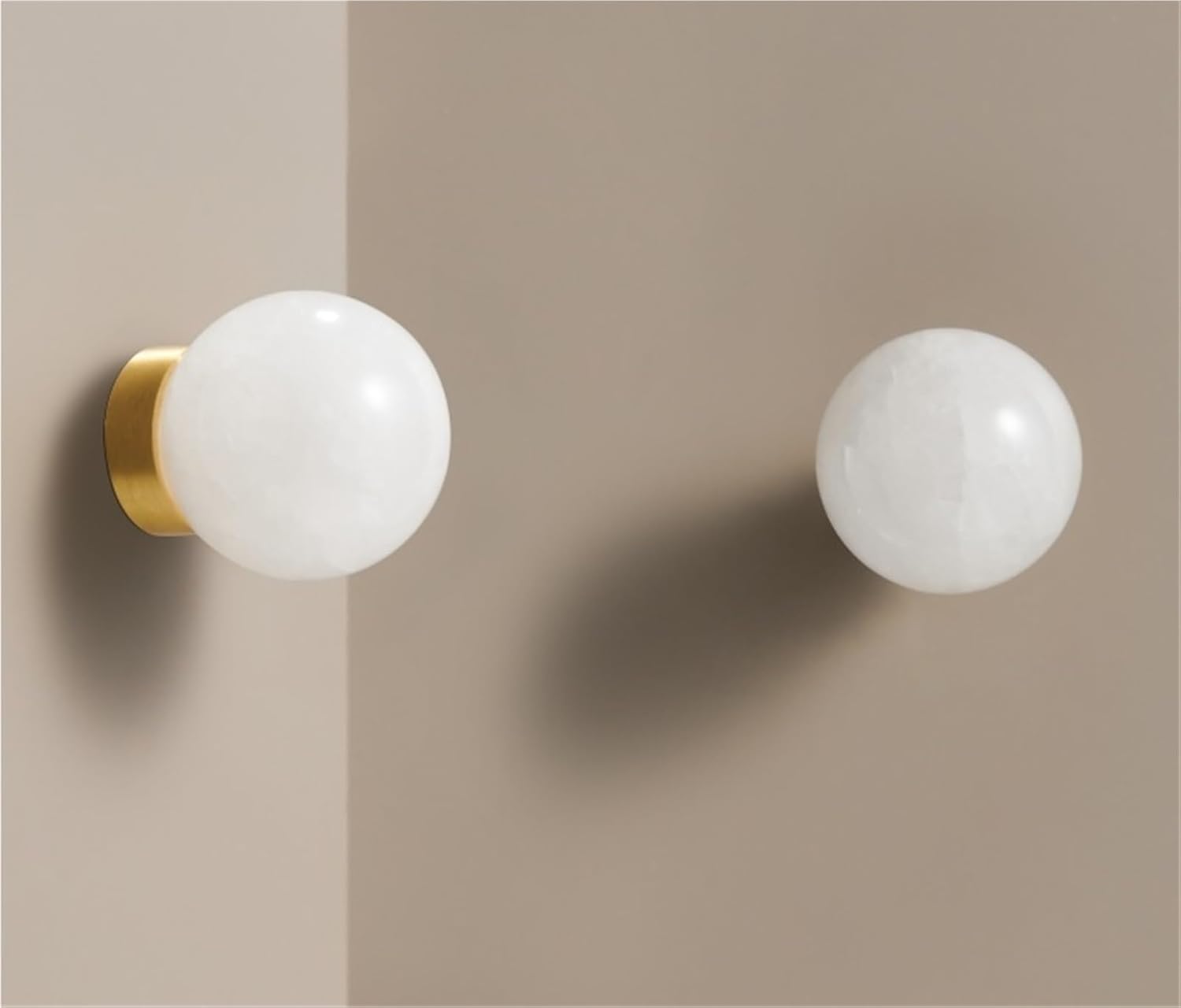 Brass Marble Crystal White Pink Stone Cabinet Door Drawers Knobs Wardrobe Wine Ball Handles 1Pcs(CH067-White-30)