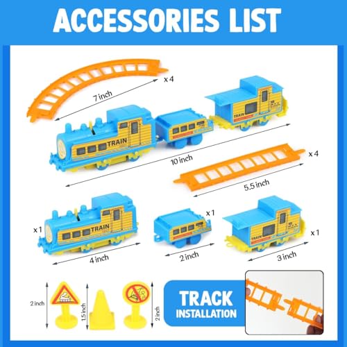 Image of Battery Powered Express Train Toy Set for Boy | Railway Track Set with Engine & Coaches | 14 PCS Educational Play Train Toy