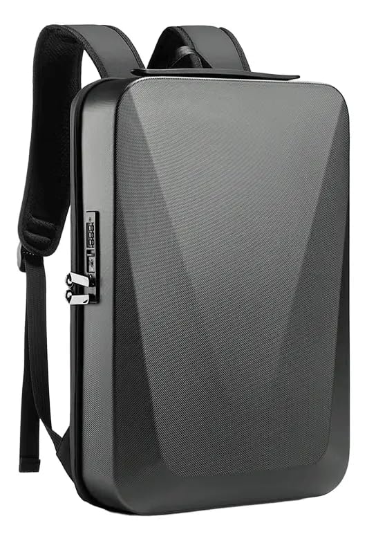 Mochila Executiva Rígida Antifurto com Cadeado TSA e Porta USB, para Notebook, Viagem e Escola, Preta