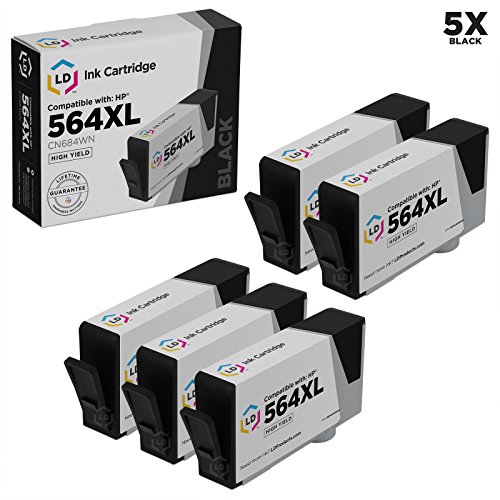 LD Remanufactured Ink Cartridge Replacement for HP 564XL CN684WN High Yield (Black, 5-Pack)