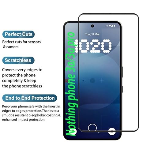 Image of Tempered Glass Screen Protector Guard Compatible For Nothing Phone 3A 5G / Phone 3A Pro 5G (6.77 Inch, Pack of 1) | Edge-To-Edge Protector Coverage With Easy To Installation Kit
