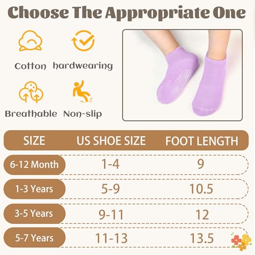 Image of HYCLES Toddler Girl Socks, 12 Pairs Non Slip Ankle Toddler Socks for 1-7 Years Baby Girls Kids