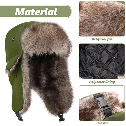 Image of 3 Pieces Russian Trapper Ushanka Hats for Men Women Winter Bomber Eskimo Warm Windproof Hats with Ear Flaps
