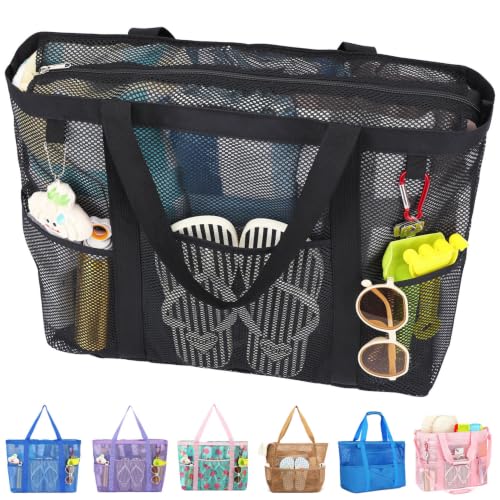 Fammart Large Mesh Beach Bag for Women, Oversized Beach tote Swim Pool Bag