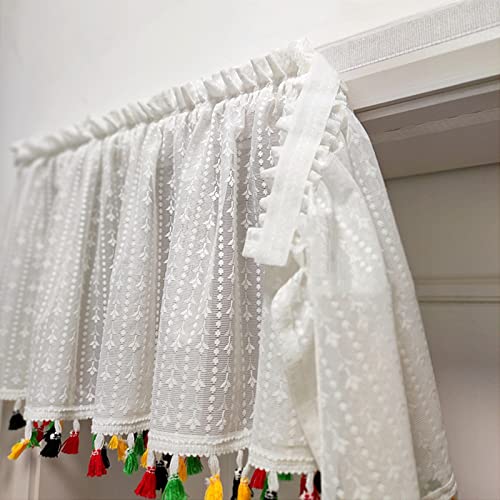 V3VOGUE Valances for Windows,Short Window Curtain,Colorful Tassel Design,Sophisticated and Stylish,Short