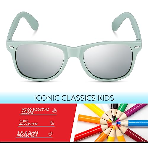 Image of Retro Rewind Kids Sunglasses for Boys Girls Age 3-12 - Shatterproof UV400 Toddler Children Sun Glasses
