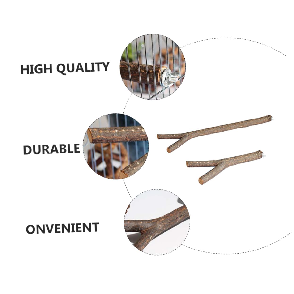 ifundom 1set Parrot Perch Stand Durable Wood Fork Racks for Bird Cage Accessories Easy Installation Natural Habitat for Pet Birds 2pcs