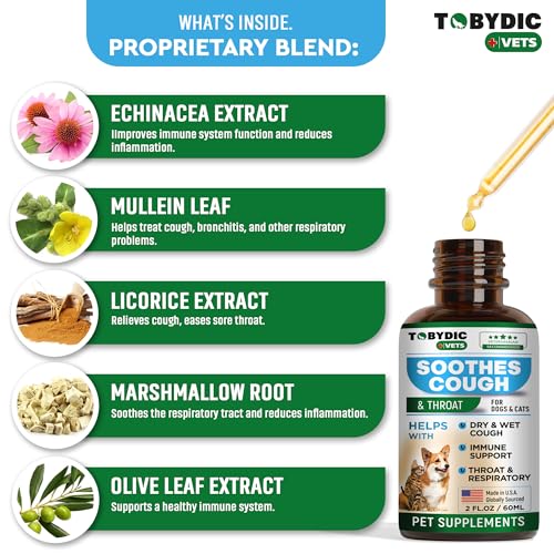 Natural Dog Cough Medicine & Antibiotic for Cats Respiratory Infection – Sneezing Relief & Kennel Cough Treatment – Trachea Collapse & Pet Asthma Support – Made in USA Natural Dog Cough Medicine & Antibiotic for Cats Respiratory Infection – Sneezing Relief & Kennel Cough Treatment – Trachea Collapse & Pet Asthma Support – Made in USA
