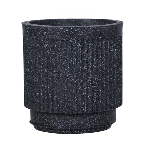Bonkaso 12 Inch Tokyo Plant Pot for Indoor & Outdoor Use | Lightweight Durable Polymer Flower Pot Gamla | UV & Weather Resistant Planter for Living Room, Balcony, Terrace & Garden (Dark Grey)