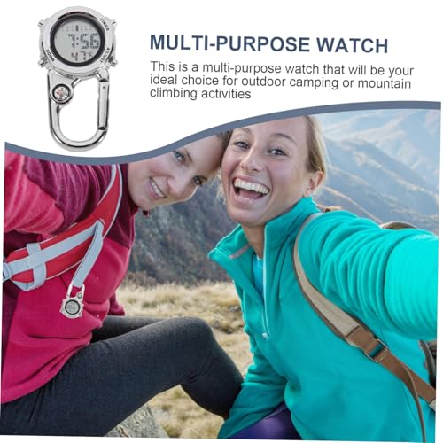 Reloj de bolsillo digital multifuncional con mosquetón resistente para escalada 4