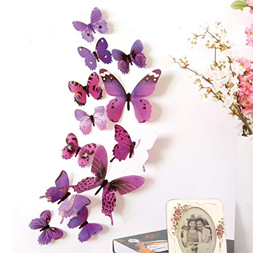 Download 48 Pcs Removable 3d Butterfly Wall Stickers Decals Diy Wall Art Decor Home Wall Decoration Sticker Mural For Kids Girls Children Bedroom Living Room Background Nursery Purple Buy Online In Angola At