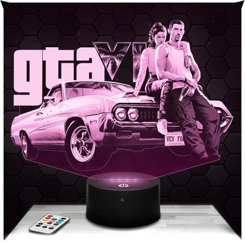 Lampephoto.fr - G Theft 6 3D Lampe Touch Nachtlicht Dekoration Jungenzimmer Gaming Gamer Videospiele Geschenkidee Originelle Geschenkidee für Teenager 3D Led Illusion TOP