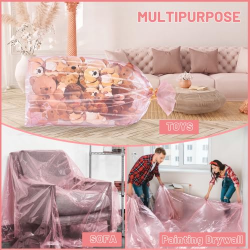 Image of 2 Pcs 98.4 x 59 Inches Rouge Pink Large Balloon Bags for Transport | Christmas Tree Disposal and Storage Bag, Balloon Drop Bag, Giant Carrying Storage Bags for Wedding Birthday Party Supplies