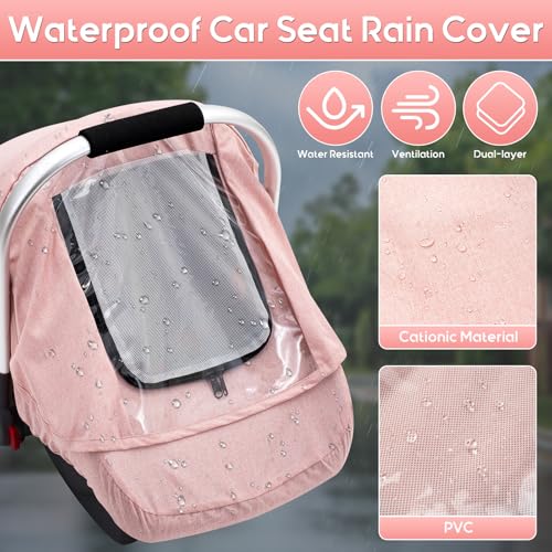 Baby Car Seat Cover, Waterproof Carseat Cover with EVA Transparent Window, Universal Car Seat Rain Cover with Storage Bag, Breathable Baby Carrier Cover for Cold Weather — view 2