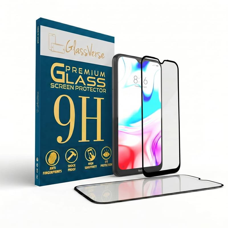 Image of GlassVerse PureView Tempered Glass for Redmi 8 | Crystal Clear, 9H Hardness Screen Protector, Edge to Edge, Case Friendly, Hassle-less Installation Kit Included. (Pack of 2)