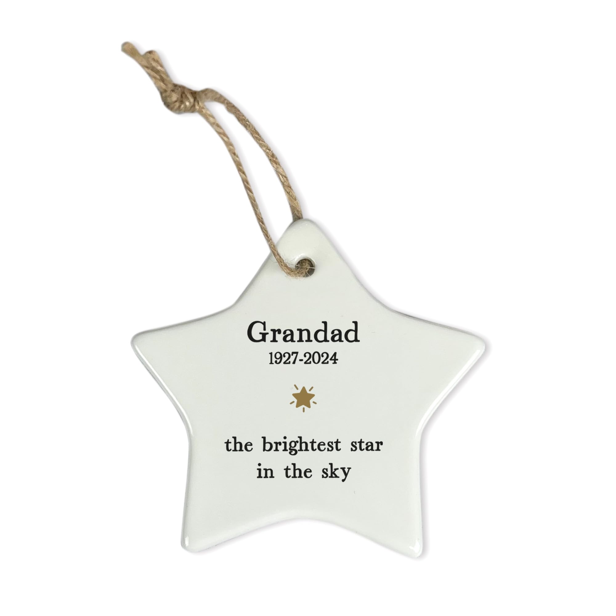 eBuyGB Personalised Star Memorial Ornament, Brightest Star in the Sky Ceramic Bauble, In Loving Memory Christmas Decoration, Remembrance Gift, Custom Memorial Keepsake