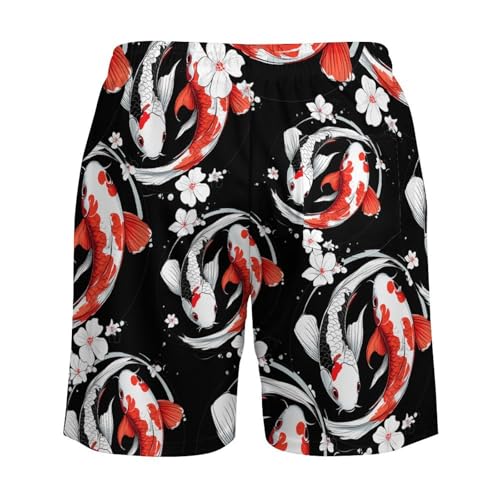 Yin-Yang Japanese Fish Mens Swim Trunks with Quick-Drying Lining Beach Shorts for Outdoor Sports4
