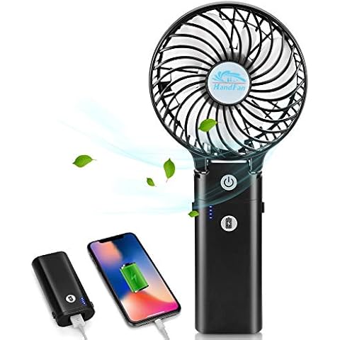 Mini Handheld Fan with 5200mAh Power Bank, Small Personal Portable Fan, Strong Wind, Foldable Design for Travel, Camping Cover