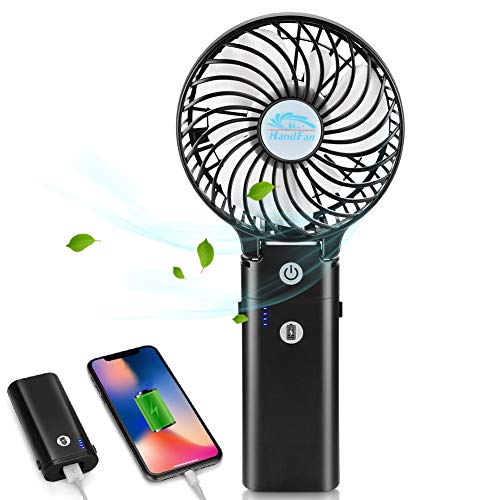 Mini Handheld Fan with 5200mAh Power Bank, Small Personal Portable Fan, Battery Operated