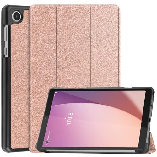 Kepuch Custer Funda para Lenovo Tab M8 4th TB-301FU TB-300FU,Slim Smart Cover Fundas Carcasa Case Protectora de PU-Cuero - Rose Oro