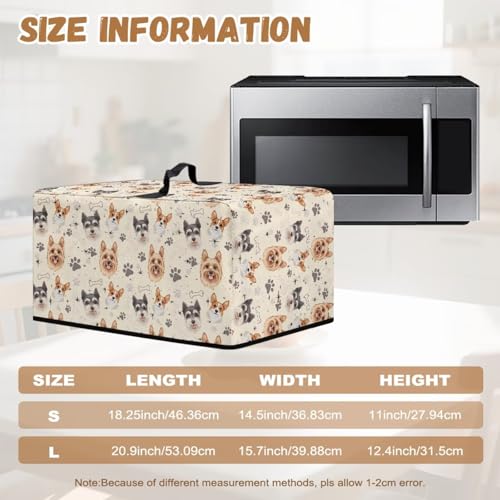 Image of Microwave Dust Cover Oil-Proof Countertop Convection Oven Cover Protective Smart Oven Protector for Kitchen Decor, L, Yorkshire Terrier Schnauzer Dog Puppy Paw Bone Beige