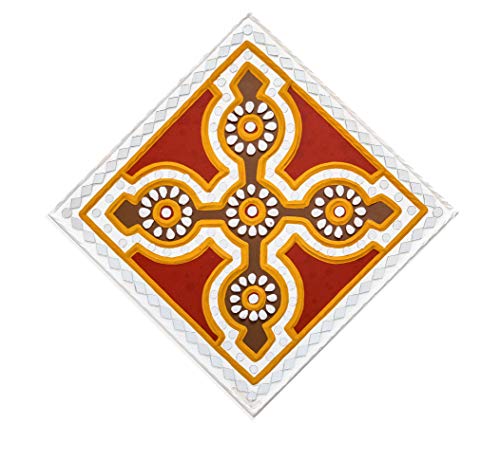 Image of Ethnics of Kutch Traditional Kutch Handicraft Mud-Mirrorwork Lippan Kam Wall Art (Water and Break Resistant) - Square (12 inch x 12 inch) - (Yellow - LKT-0239)