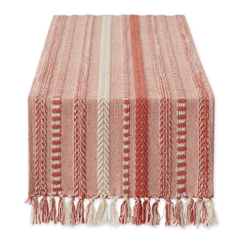 DII Farmhouse Braided Stripe Table Runner Collection, 15x72 (15x77, Fringe Included), Spice, 15x72" (15x77", Fringe Included)