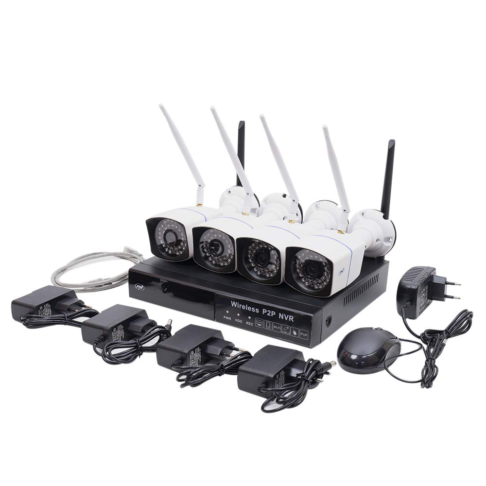 Kit di videosorveglianza PNI House WiFi550 NVR 8 canali 1080P e 4 telecamere wireless da esterno 720P, P2P, IP66