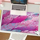 QRFASFZO Großer Mauspad - 80x30cm Gaming-Mauspad mit genähten Kanten, Nicht rutschender Unterlage,Gekritzel, Monstera, blätter, Tropische, Seamless, Pattern., Stickerei, pa,Schreibtischmatte und Maus