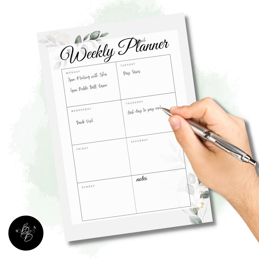 Bees and Butterflies A4 Weekly Planner & A5 To-Do List Combo (50 Sheets Each), Leafy Design Productivity Set for Office, Work, Study & Home | Elegant Organiser for Scheduling and Daily Task Planning 4