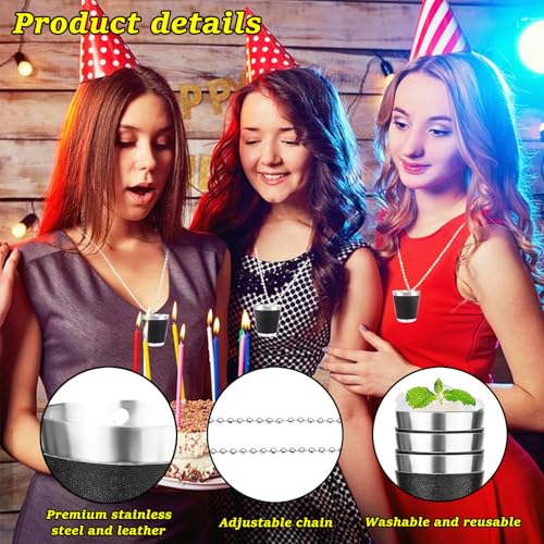 Begpoee 12 Pieces 30ml Shot Glasses for Hanging Shot Glasses Stainless Steel, Shot Glass with Chain - Image 4