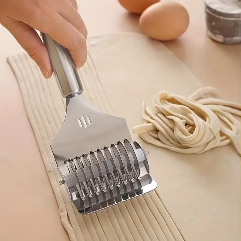 COSTICA Stainless Steel Handheld Pasta Maker: Craft Homemade Noodles with Ease - Manual Noodle Cutter Roller for Kitchen Gadgets, Pack of 1-image-33