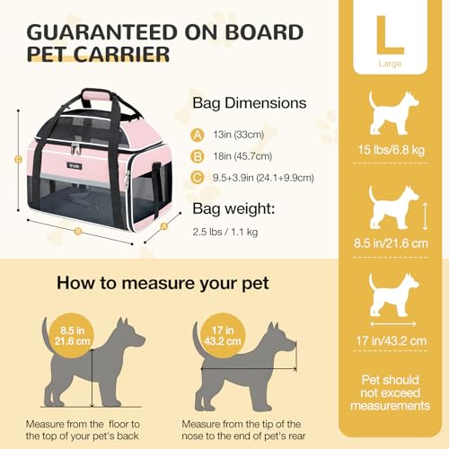 Image of Lekereise Top-Expandable Pet Carrier 18x13x9.5 Inch Southwest Frontier Airline Approved Soft Sided Underseat to 15lbs Travel Carriers for Small Cats Dogs with Locking Safety Zippers Anti-Scratch Mesh