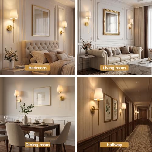 Image of Battery Operated Wall Sconce: Set of 2 Wireless Wall Light 12000mAh