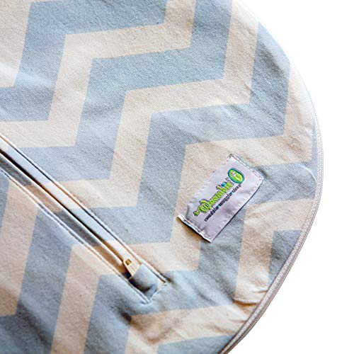 Image of Woombie Grow with Me Baby Swaddle, Convertible Swaddle Fits Babies 0-9 Months, Expands to Wearable Blanket for Babies up to 18 Months, Dreamy Blue Chevron