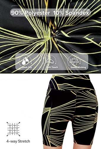 Image of Women's Polyester Stretchable Gym Shorts with Side Pockets High Waist Slim Fit Above Knee Length Activewear Tights Gym Fitness Cycling Running Yoga Shorts for Women