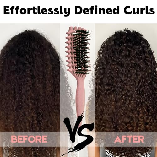 Image of Curly Hair Brush Candybrush Curl Defining Brush for Detangling Shaping and Defining Curls for Women, Men, Wet & Dry Hair (Matte Pink)