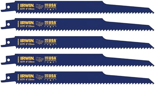 IRWIN Tools 372956P5 - Hoja de sierra recíproca, corte de madera incrustada en madera y clavos, 9 pulgadas, 6 TPI, paquete de 5